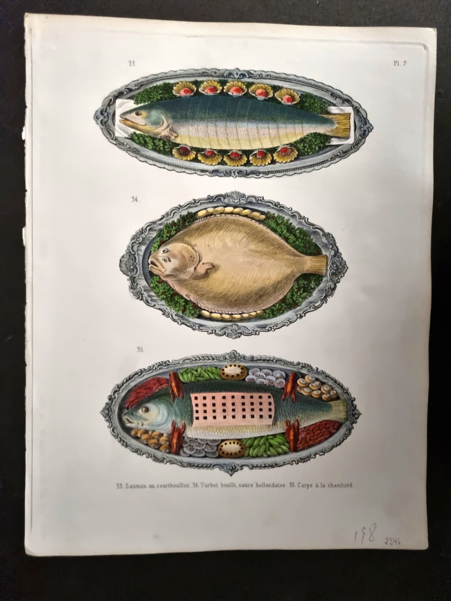 Dubois, Urbain & Emile 1876 Folio Hand Col Food Print 07: FolioHand Colored Steel Engraving Published 1876, Paris for "La Cuisine Classique" by Urbain & Emile Dubois. Paper Size: 12 x 9 inch (30 x 23cm) Good Condition