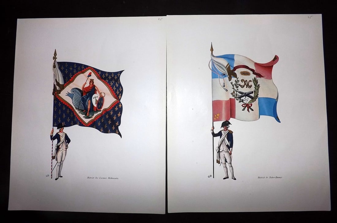 Lachouque & Blanckaert 1947 Pair of Rare French Flag Prints (1 of 2)