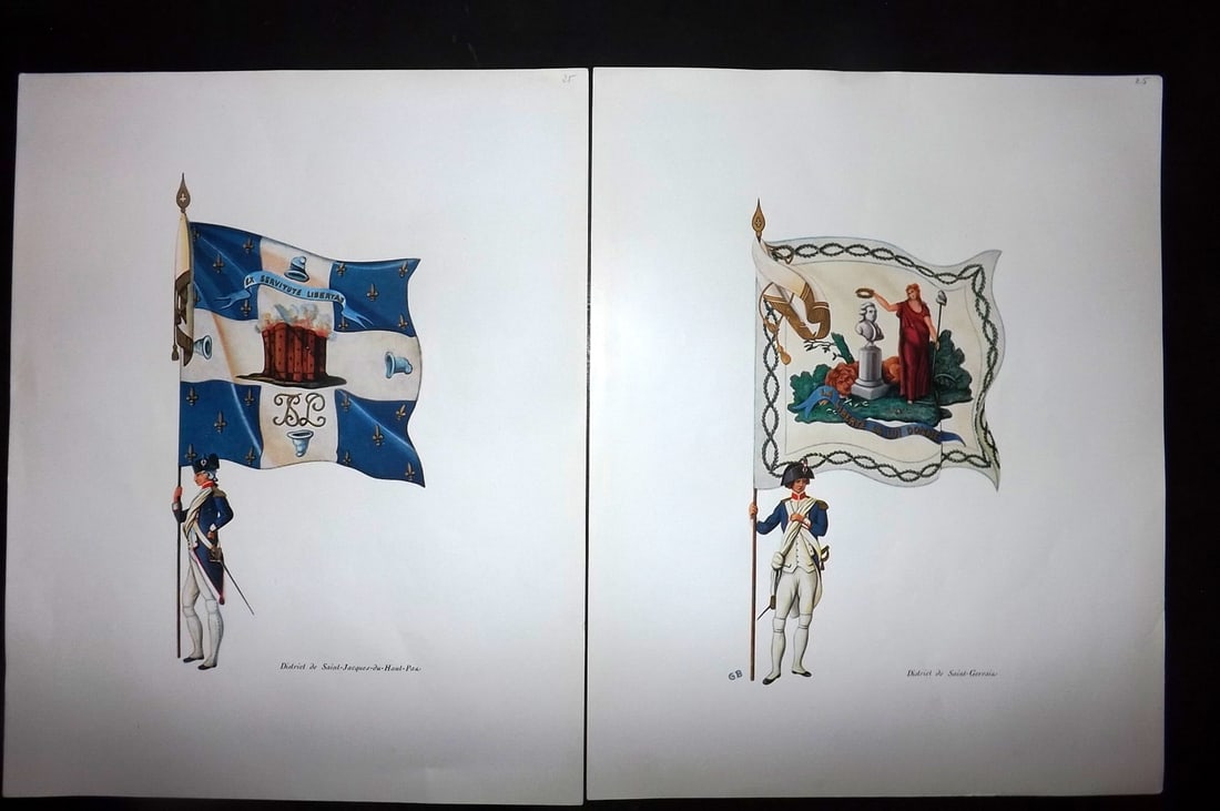Lachouque & Blanckaert 1947 Pair of Rare French Flag Prints (1 of 2)