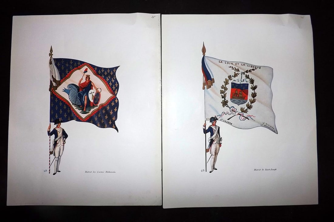 Lachouque & Blanckaert 1947 Pair of Rare French Flag Prints (1 of 2)