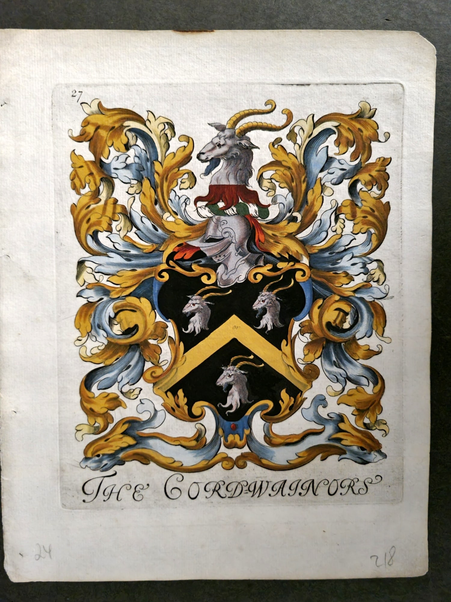 Lyne & Wallis 1741 Fine Hand Col City of London Coat of Arms Print. Cordwainors (1 of 1)