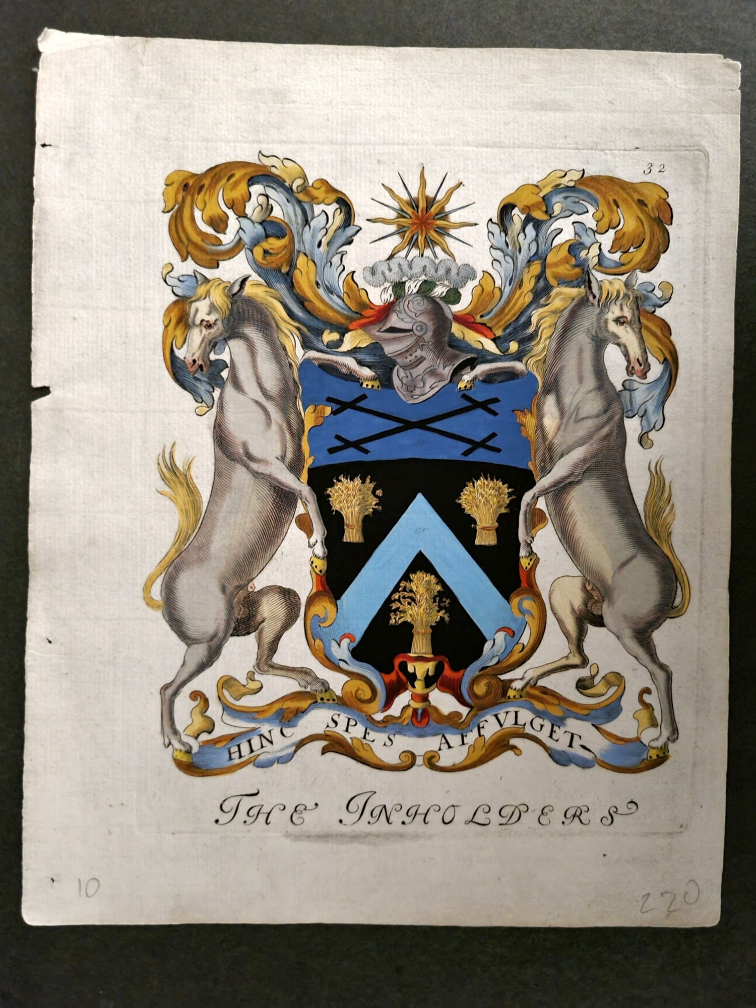 Lyne & Wallis 1741 Fine Hand Col City of London Coat of Arms Print. Innholders (1 of 1)