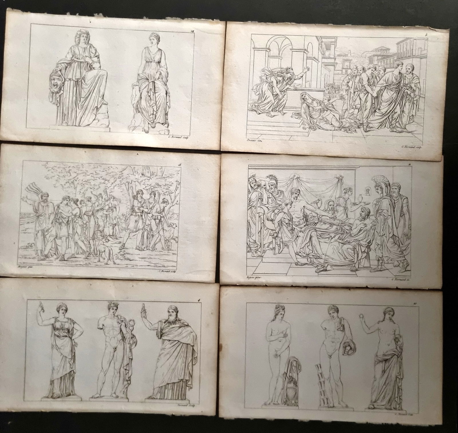 Landon, Charles 1821 Lot of 6 Statue/Sculpture etc Prints from the Louvre (1 of 1)