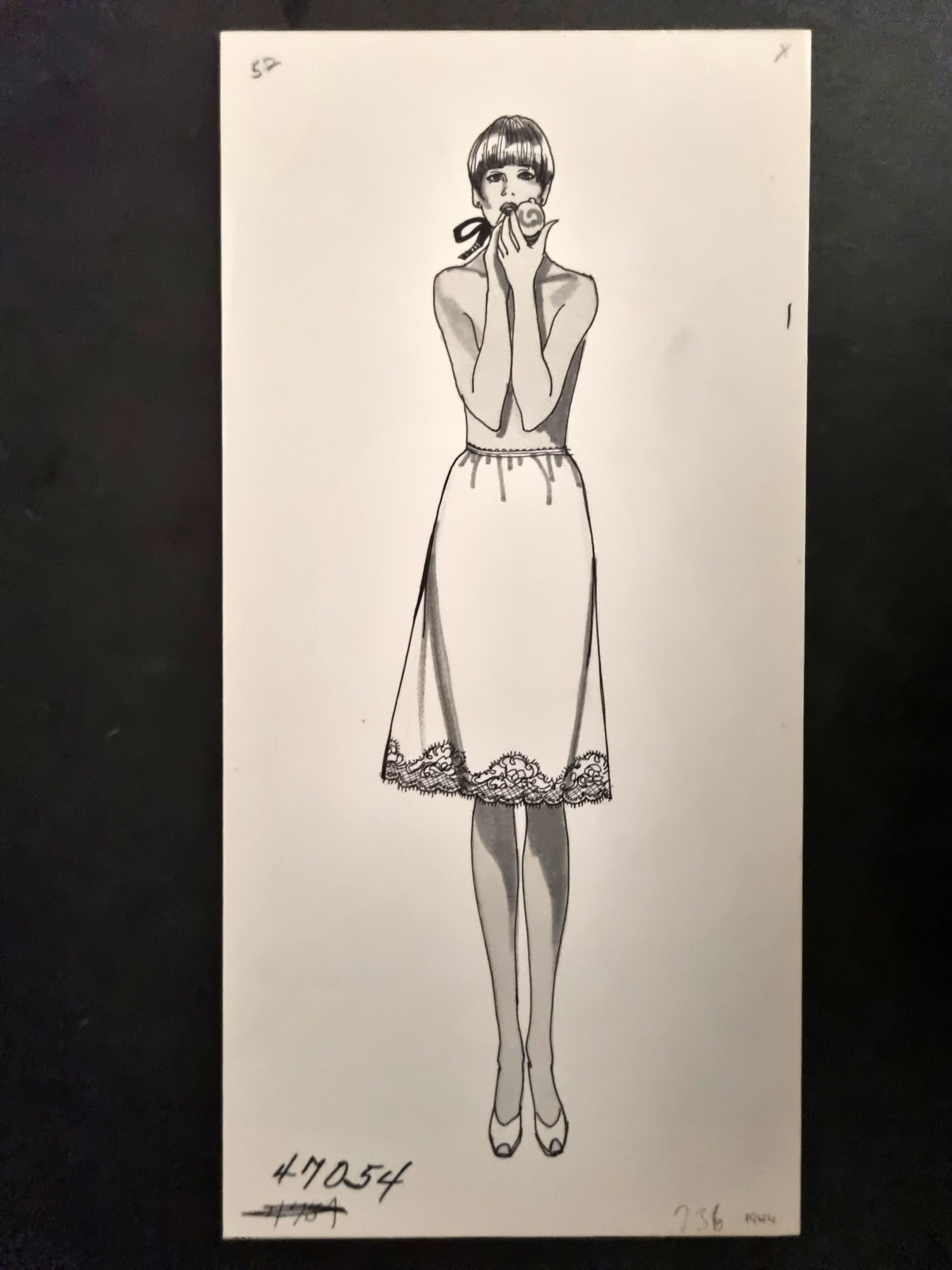 Original Art C1960's Original USA Lingerie Design by Shadowline Lingerie: Pen, Ink & Watercolour Made C1960-80 in Philadelphia. Original designs used for Catalgoues or Advertising. On heavy, good quality Artist's board. Size: 12 x 6.5 inch (31 x 17cm) Good Condition