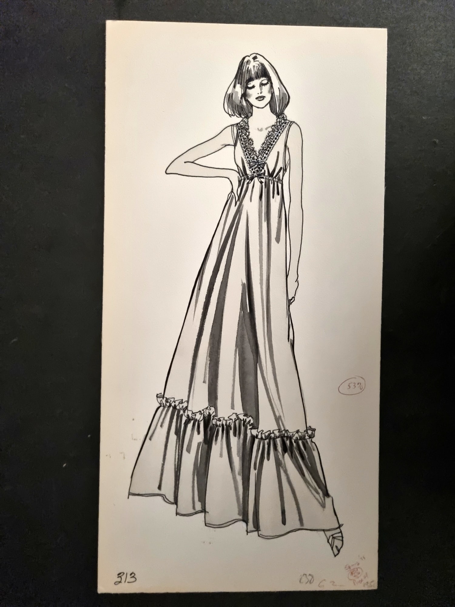 Original Art C1960's Original USA Lingerie Design by Shadowline Lingerie: Pen, Ink & Watercolour Made C1960-80 in Philadelphia. Original designs used for Catalgoues or Advertising. On heavy, good quality Artist's board. Size: 12 x 6.5 inch (31 x 17cm) Good Condition