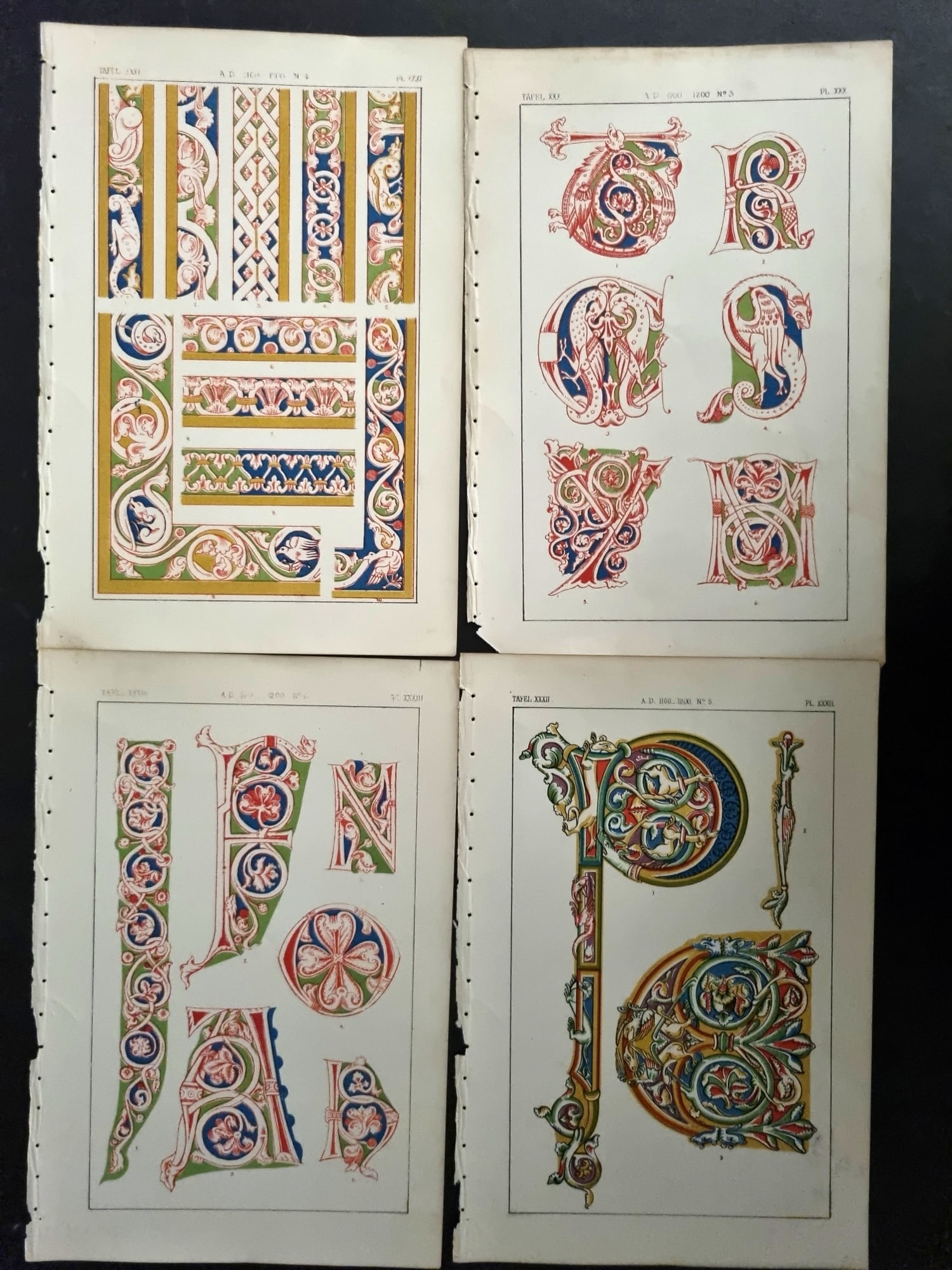 Tymms - Art of Illuminating 1866 Lot of 4 Decorative Prints (1 of 1)
