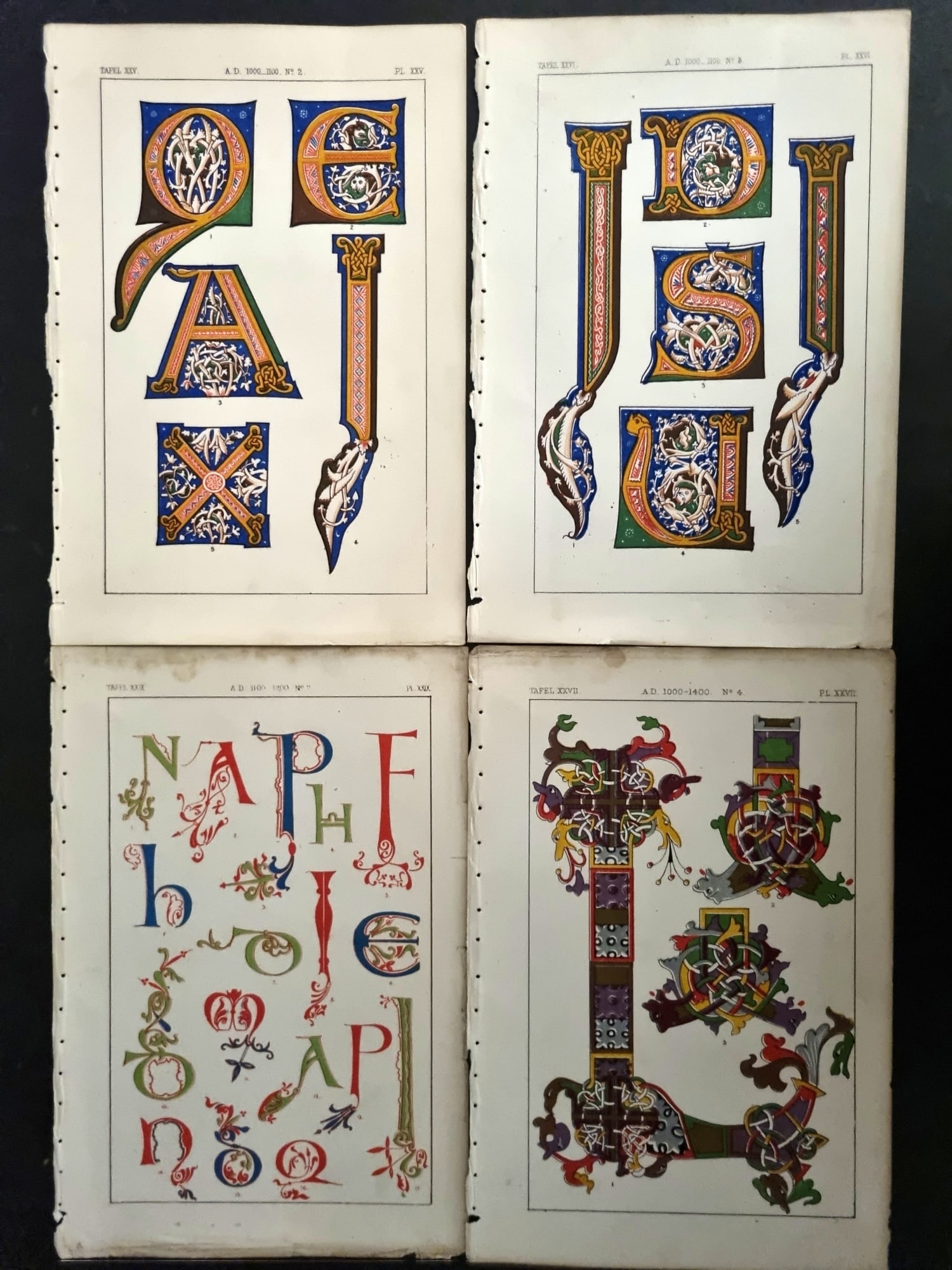 Tymms - Art of Illuminating 1866 Lot of 4 Decorative Prints (1 of 1)