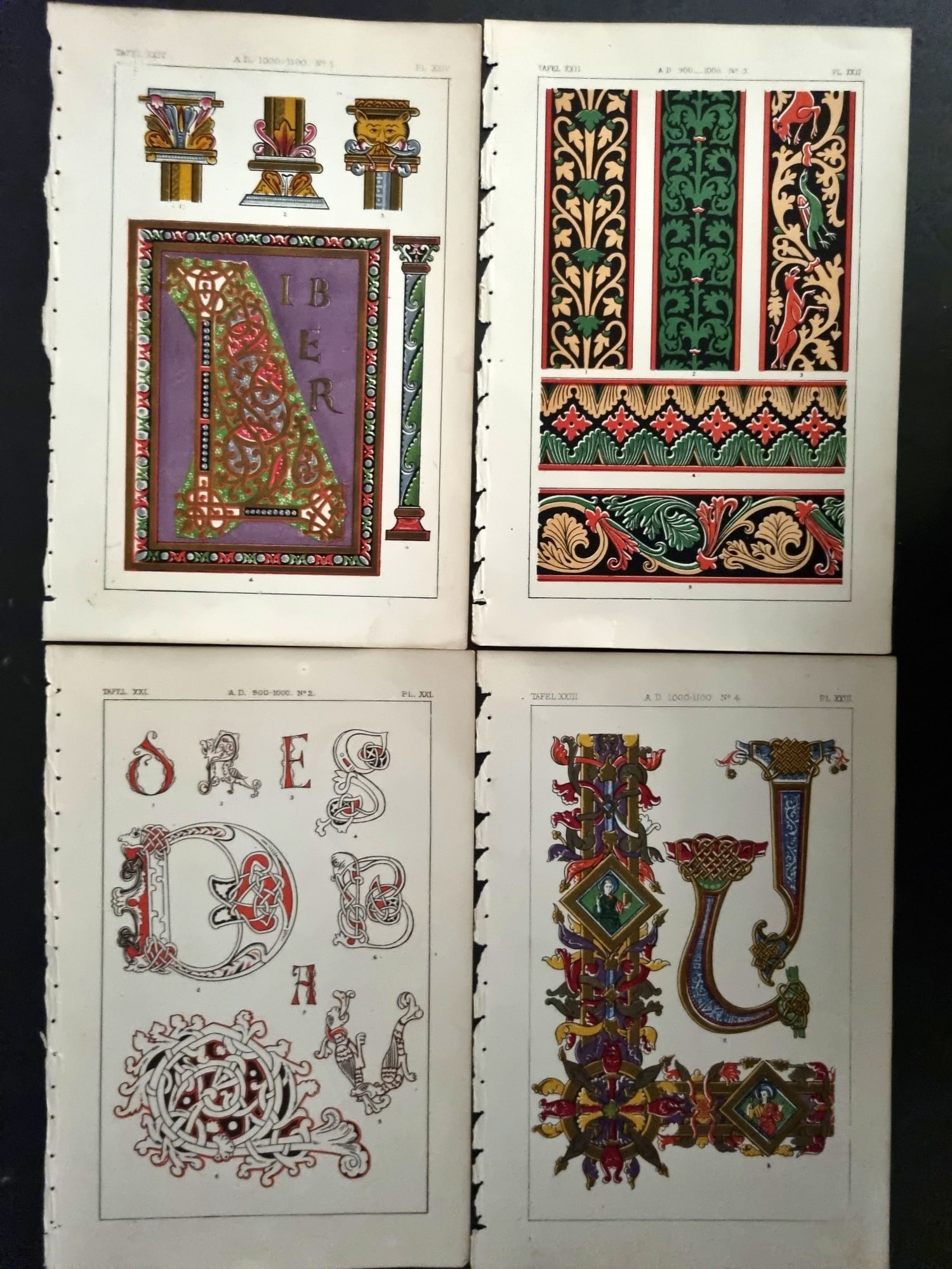 Tymms - Art of Illuminating 1866 Lot of 4 Decorative Prints (1 of 1)