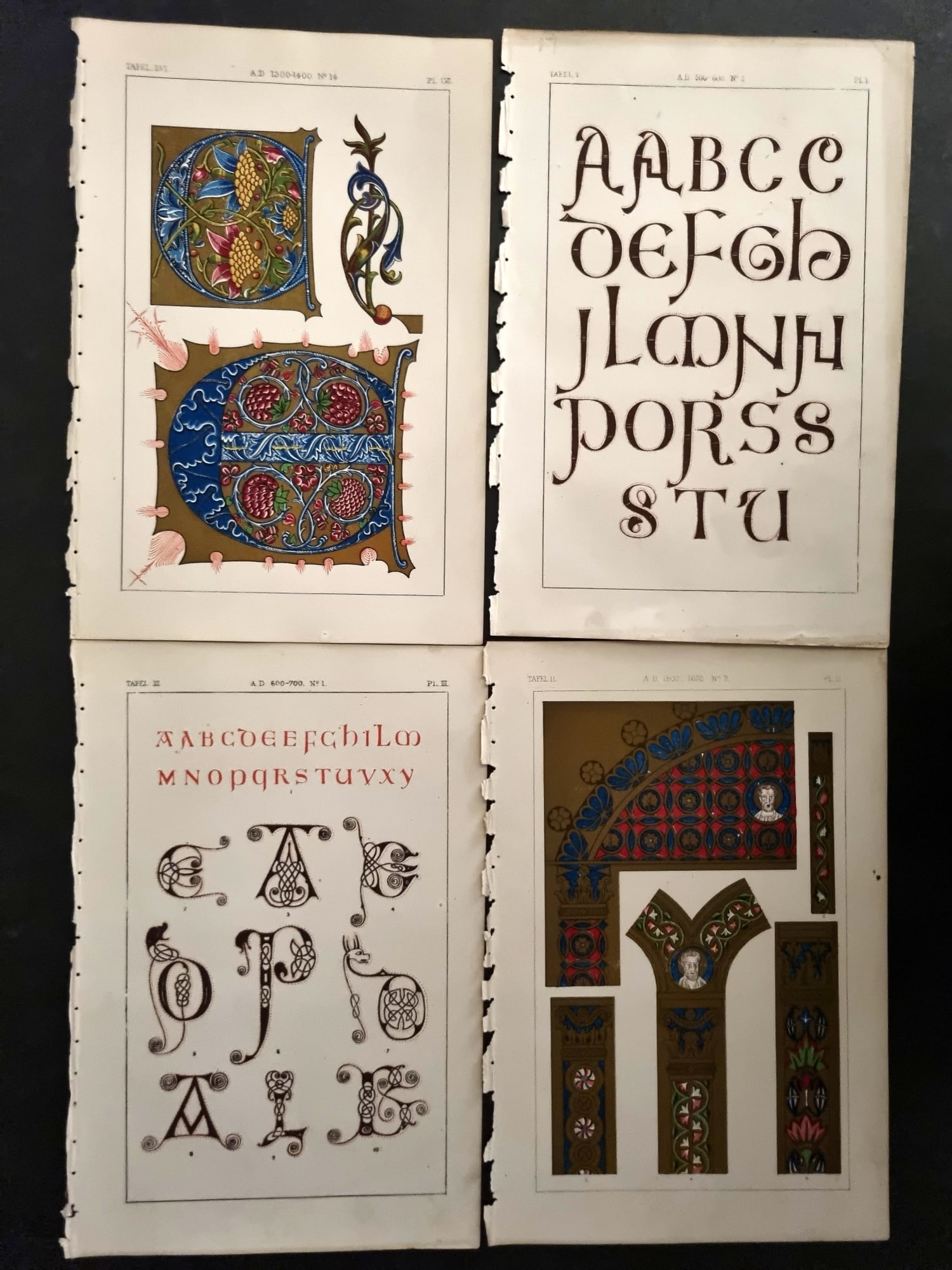 Tymms - Art of Illuminating 1866 Lot of 4 Decorative Prints (1 of 1)