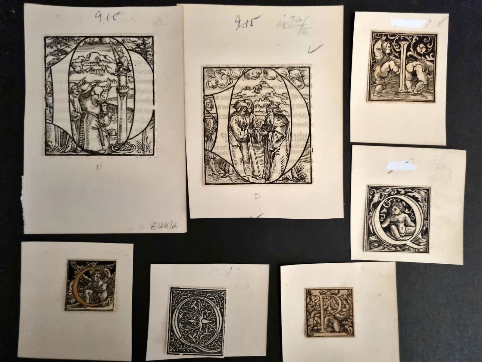 Woodcuts & Initials C16th Century. Mixed Lot of 7 (1 of 1)