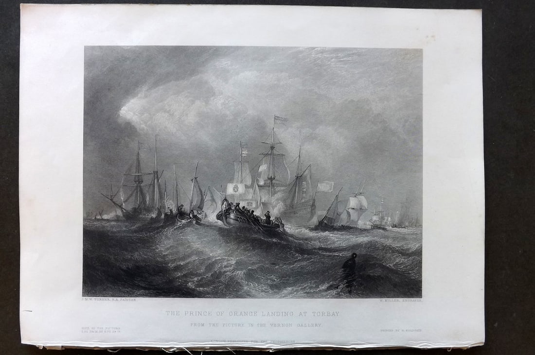 After Turner 1854 Ship Print. Prince of Orange Landing at Torbay, Devon (1 of 1)