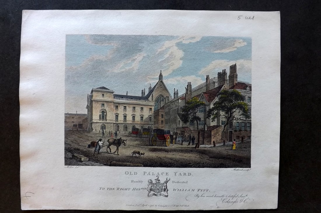 London - Miller, James 1795 Hand Col Print. Old Palace Yard (1 of 1)