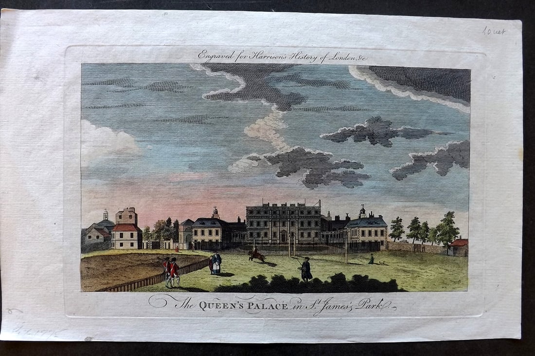 London - Harrison, Walter 1777 Folio Hand Col Print. Queen's Palace, St. James's Park (1 of 1)