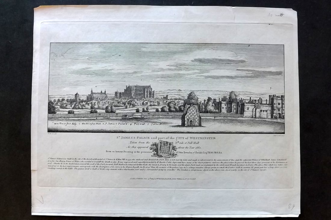 London - After Hollar 1809 Folio Print. St. James's Palace and Part of the City of Westminster (1 of 1)
