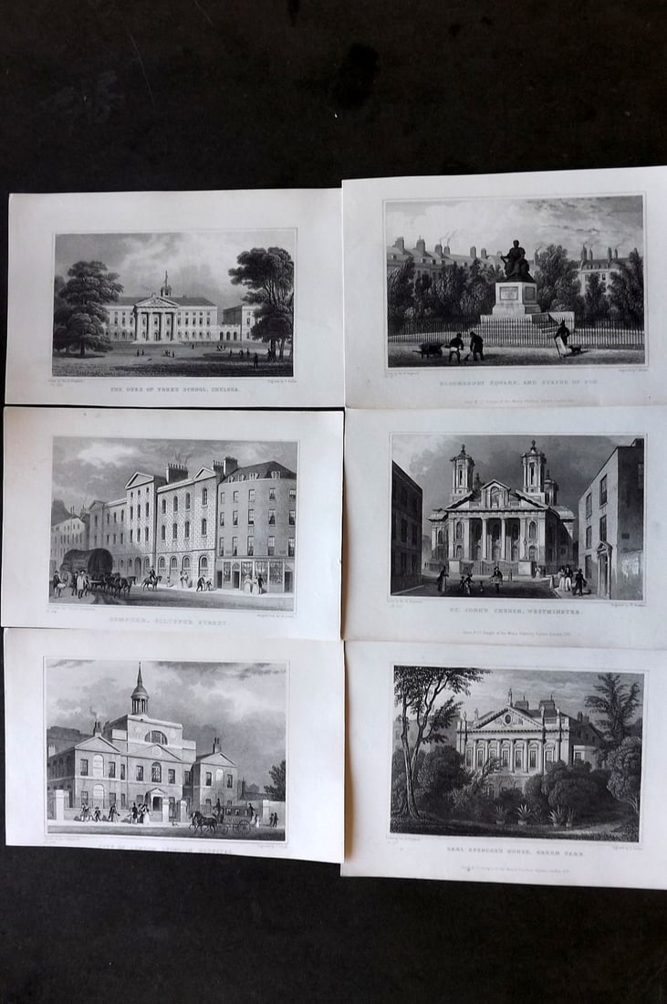 London - Shepherd, Thomas 1831 Lot of 6 Prints, Steel Engravings (1 of 1)