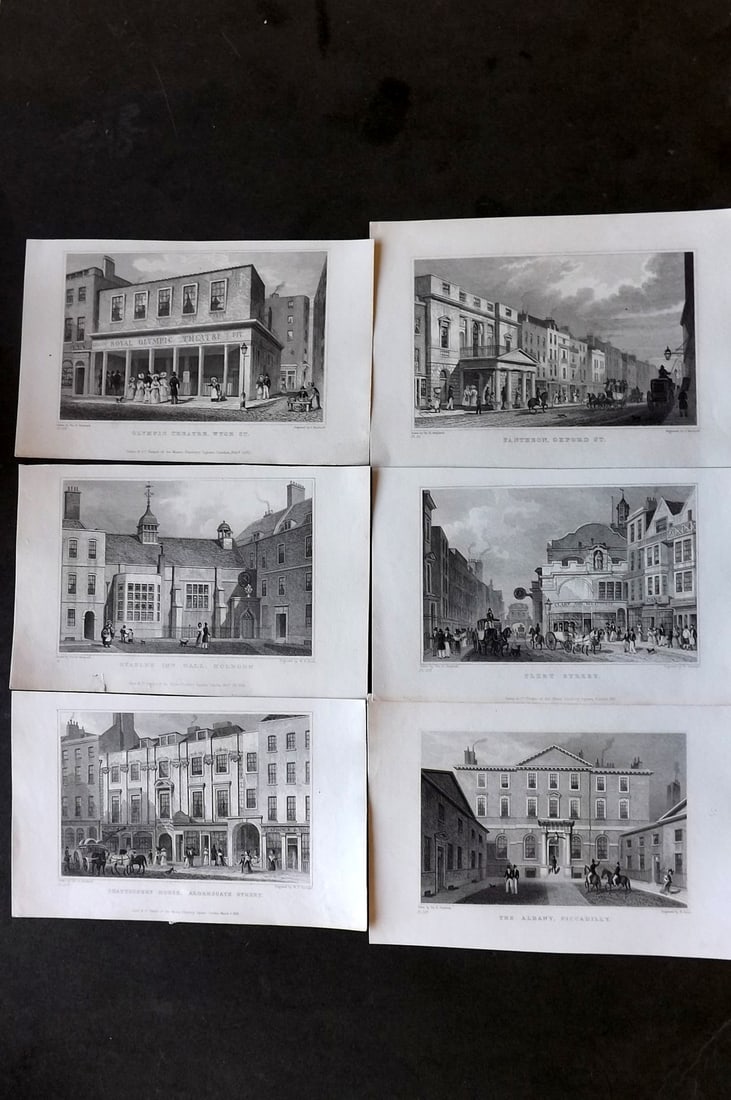 London - Shepherd, Thomas 1831 Lot of 6 Prints, Steel Engravings (1 of 1)
