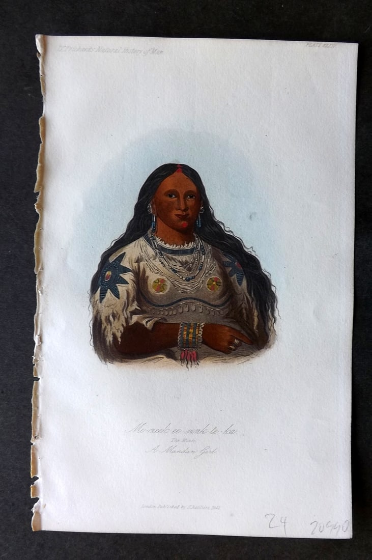 Prichard, James 1848 HC Print Mi-neek-ee-sank-te-ka Mandam Girl Native American USA 34 (1 of 1)