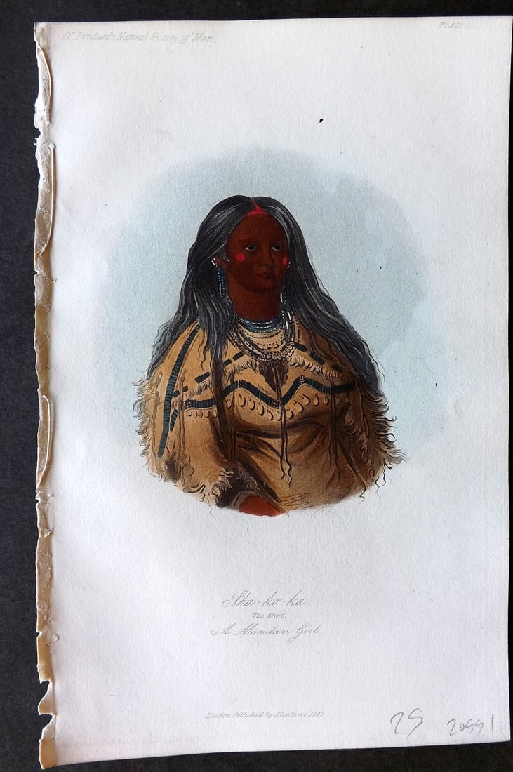 Prichard, James 1848 Hand Col Print. Sha-ko-ka, a Mandan Girl Native American USA 35A (1 of 1)