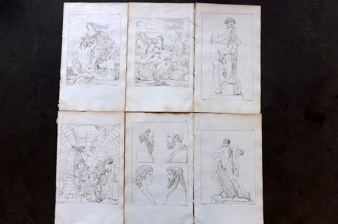 Landon, Charles 1821 Lot of 6 Statue/Sculpture etc Prints from the Louvre (1 of 1)