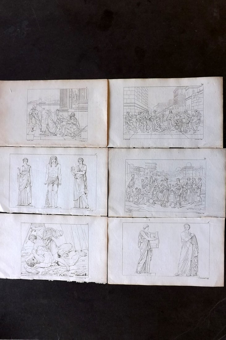 Landon, Charles 1821 Lot of 6 Statue/Sculpture etc Prints from the Louvre (1 of 1)