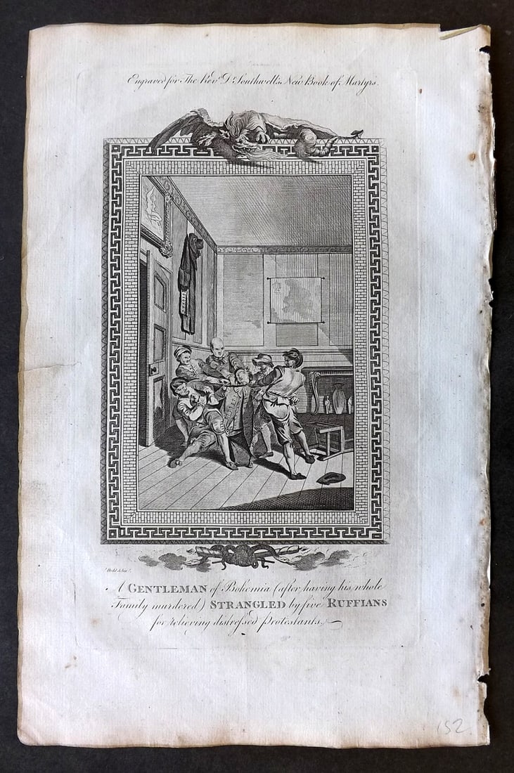 Southwell Book of Martyrs 1795 Folio Print. Gentleman of Bohemia after having the whole family (1 of 1)