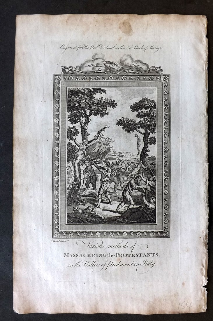 Southwell Book of Martyrs 1795 Folio Torture Print. Methods of Massacreing the Protestants, Piedmont (1 of 1)