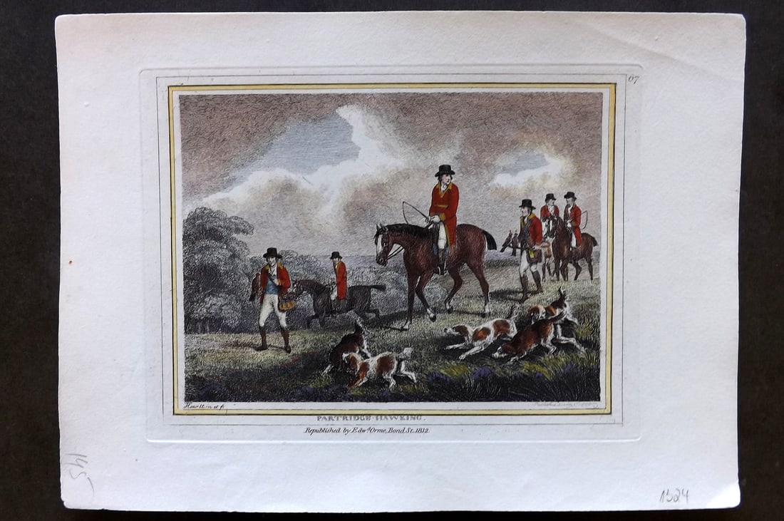 Howitt, Samuel 1812 Hand Col Etching. Partridge Hawking (1 of 1)