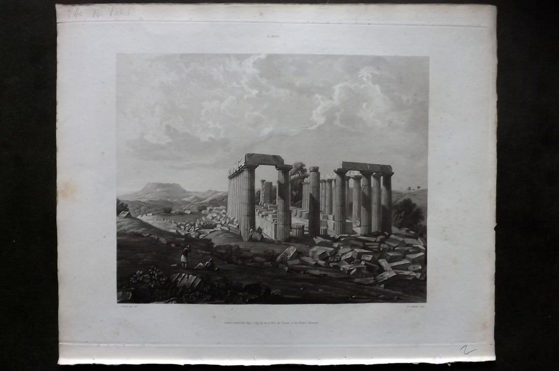 BM Marbles 1819 Folio Print. Greece - Bassae, Temple of Apollo Epicurius - NW View (1 of 1)