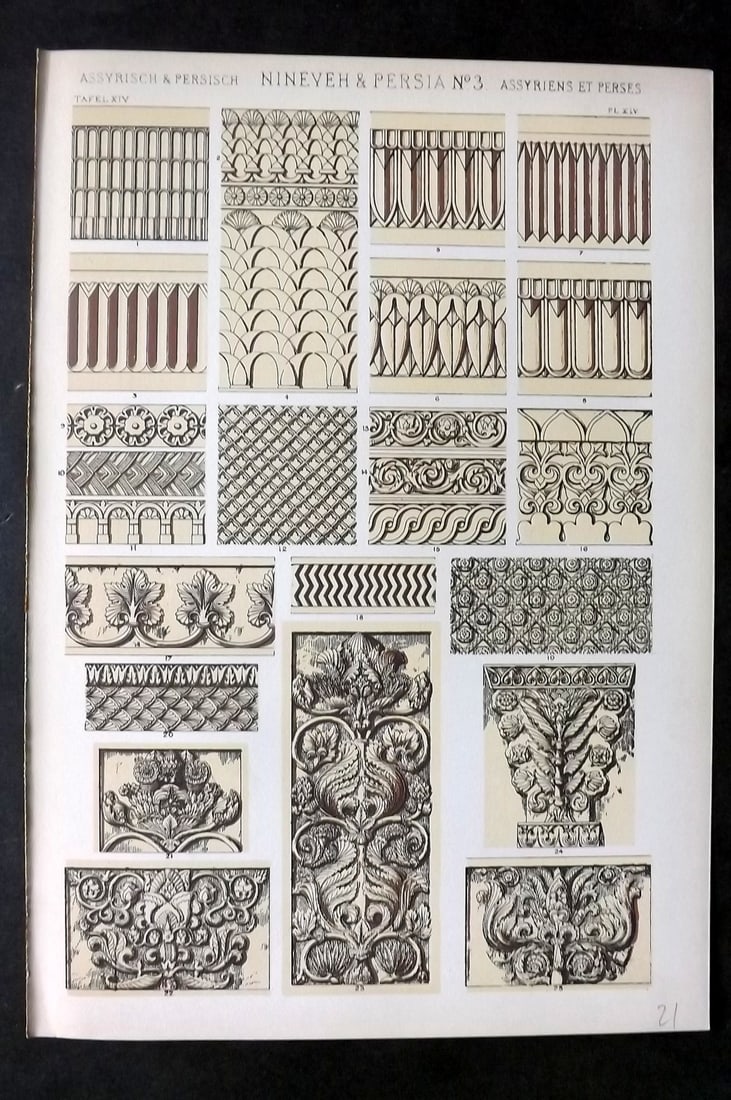 Jones, Owen 1910 Design Print. Nineveh & Persia No. 3 (1 of 1)