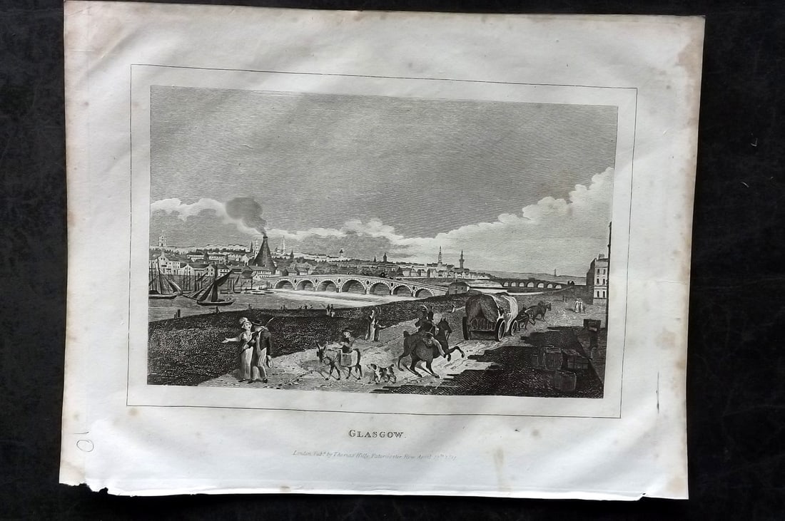 Kelly, Christopher 1829 Print. Scotland - Glasgow: Copper Plate Published 1829, London for "A New and Complete System of Universal Geography" by Christopher Kelly. Paper Size: 10 x 8 inch (26 x 20cm) Minor margin toning otherwise Good Condition