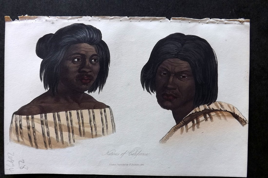 Prichard, James 1848 Hand Col Print. Natives of California. Native Americans USA 38 (1 of 1)