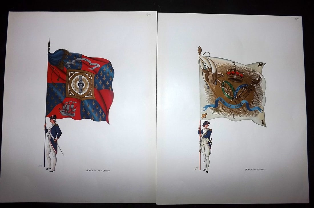 Lachouque & Blanckaert 1947 Pair of Rare French Flag Prints (1 of 2)