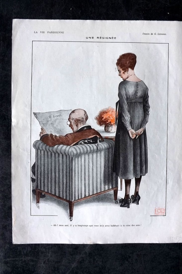 La Vie Parisienne 1917 Art Deco Print. Une Resignee by Leonnec (1 of 1)