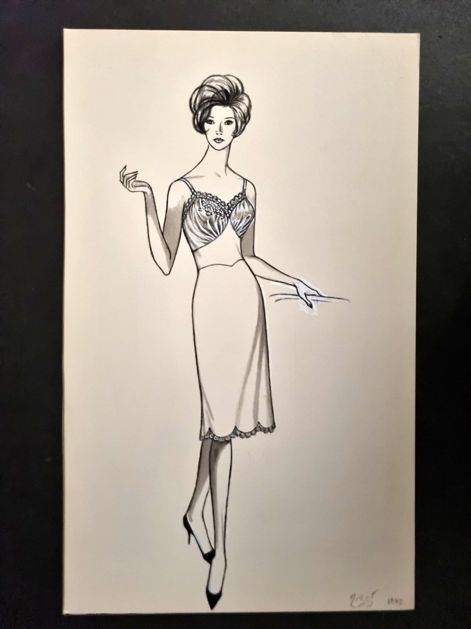 Original Art C1960's Original USA Lingerie Design by Shadowline Lingerie: Pen, Ink & Watercolour Made C1960-80 in Philadelphia. Original designs used for Catalgoues or Advertising. On heavy, good quality Artist's board. Size: 12 x 7.5 inch (31 x 19cm) Good Condition