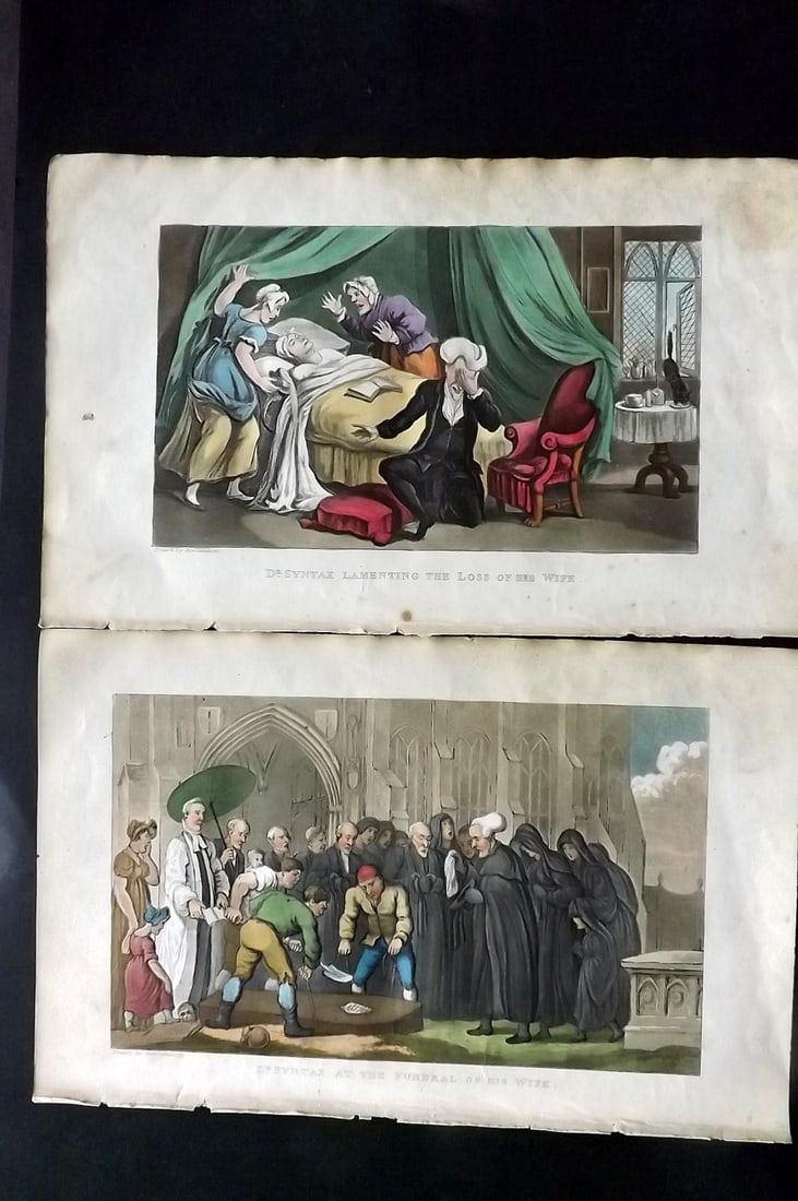 Rowlandson, Thomas 1855 Pair of Hand Col Doctor Syntax Satire Prints (1 of 2)