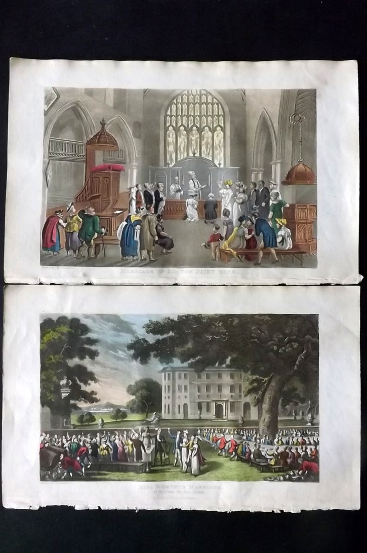 Rowlandson, Thomas 1855 Pair of Hand Col Doctor Syntax Satire Prints (1 of 2)