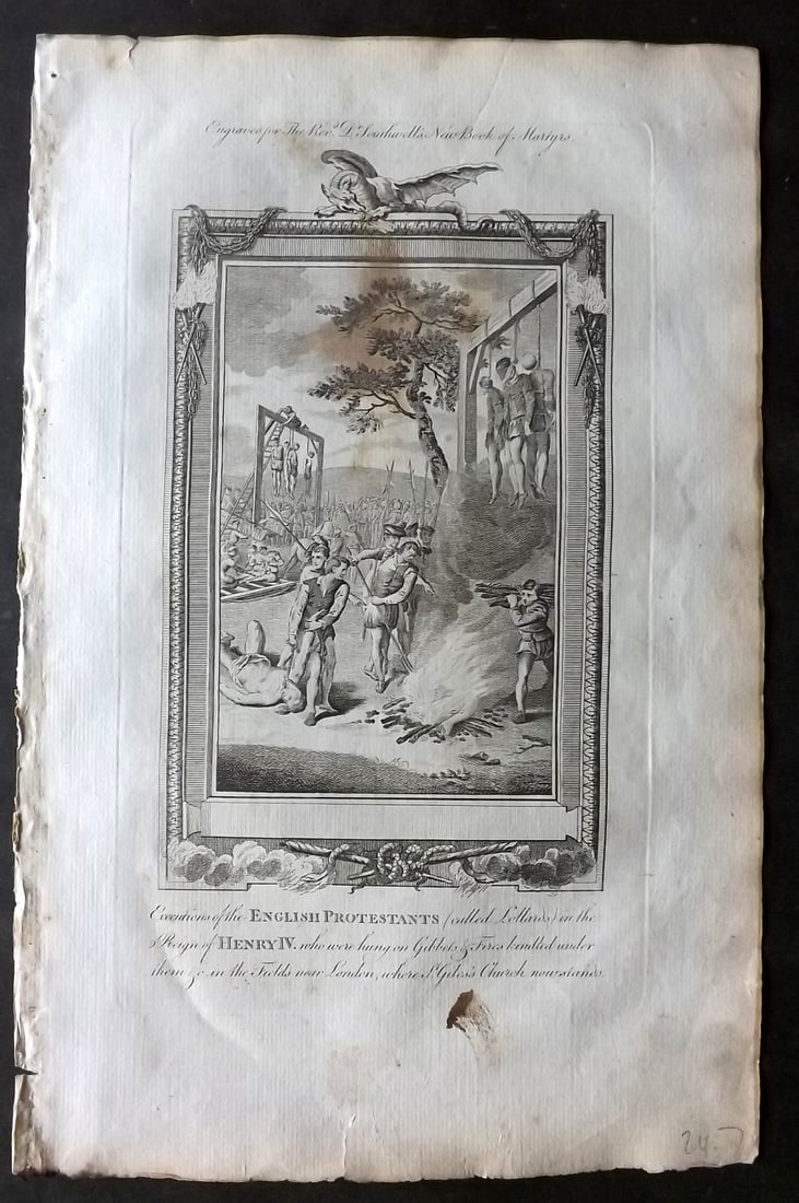 Southwell Book of Martyrs 1795 Folio Print. Execution of English Protestants called Lollards (1 of 1)