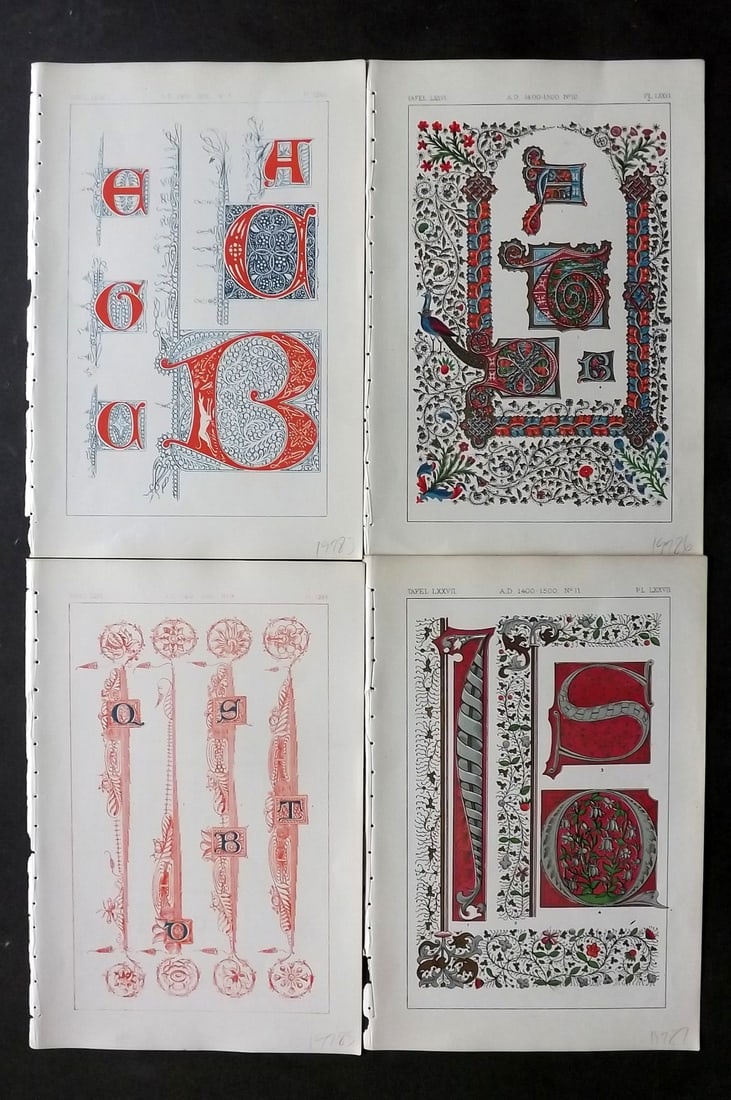 Tymms - Art of Illuminating 1866 Lot of 4 Decorative Prints (1 of 1)