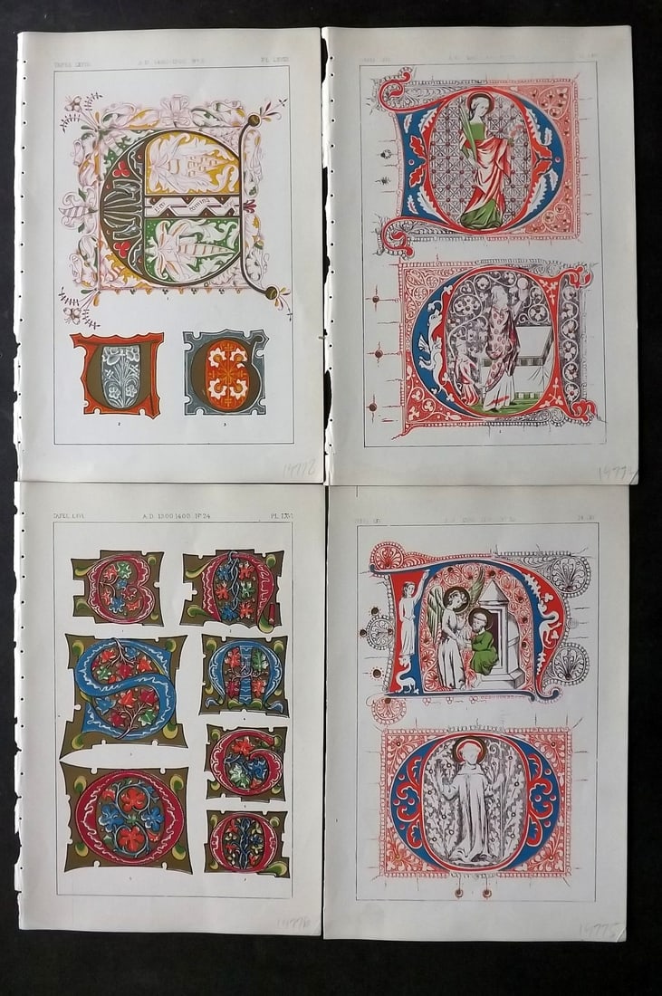 Tymms - Art of Illuminating 1866 Lot of 4 Decorative Prints (1 of 1)