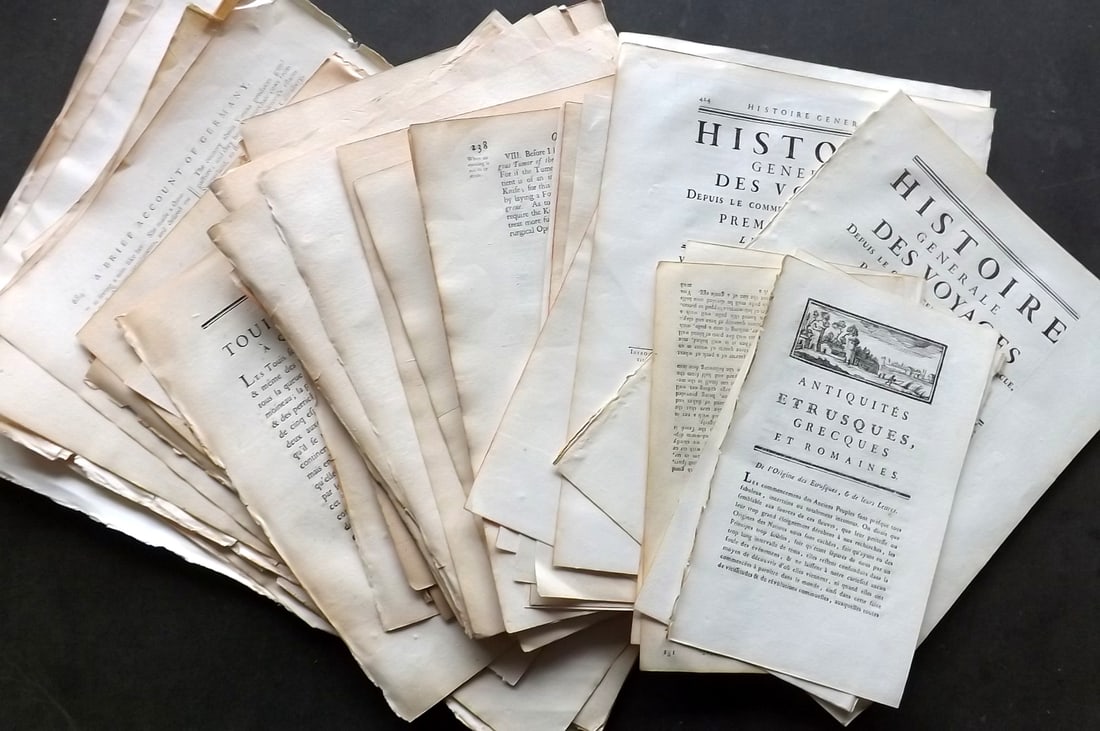 Woodcut Initialls, Tail & Headpieces 18th Cent. Lot of 50 Sheets. European (1 of 6)