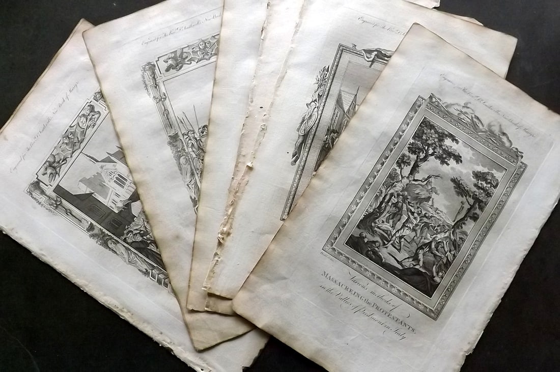 Southwell, Henry 1785 Lot of 8 Folio Martyrs Prints. Torture etc: Antique Folio Copper Plate Published 1785, London for "The New Book of Martyrs" by Henry Southwell.Paper Size: 14.5 x 9 inch (37 x 23cm) Very minor margin toning, otherwise Good Condition