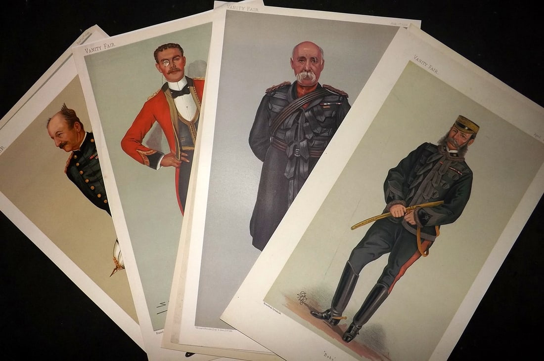 Vanity Fair Prints 19th Cent Lot of 10 Caricatures. Military (1 of 4)
