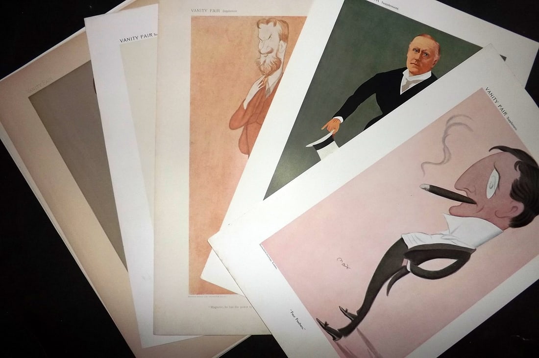 Vanity Fair Prints 19th Cent Lot of 10 Caricatures. Mixed, Illustrated by Max Beerbohm (1 of 4)