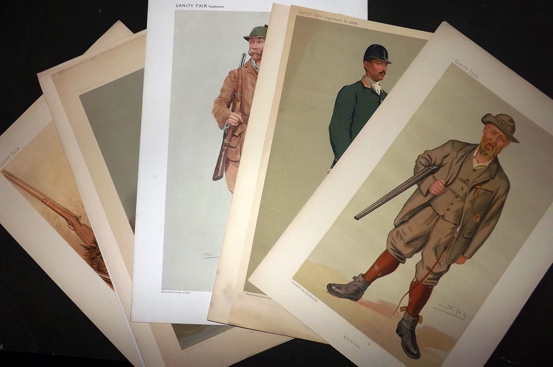 Vanity Fair Prints 19th Cent Lot of 10 Caricatures. Game Hunters, Rural & Field Sports (1 of 4)