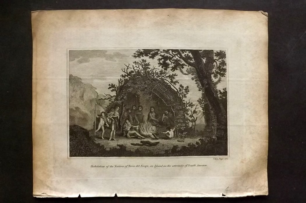 Cooke, George 1801 Print. Habitation of the Natives of Tierra del Fuego Argentina Chile (1 of 1)