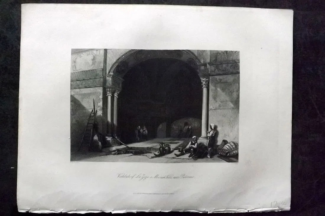 Sherer, John 1881 Folio Print. Vestibule of La Zizza, near Palermo Sicily Italy (1 of 1)