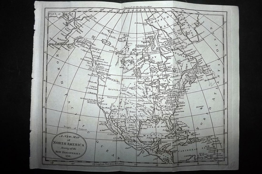 Brookes, Richard 1791 Antique Map. North America USA Canada (1 of 1)