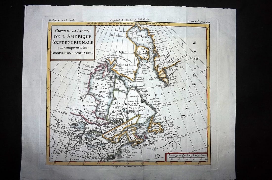 Brion de la Tour, Louis 1788 Hand Col Map. North America USA Canada (1 of 2)