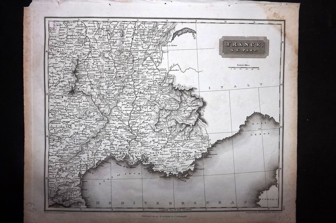 Arrowsmith, Aaron 1817 Antique Map. France S. E. Part (1 of 1)