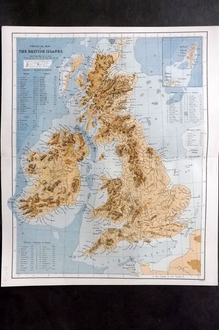 Reclus, Elisee C1880 Antique Map. Physical Map of the British Isles (1 of 1)